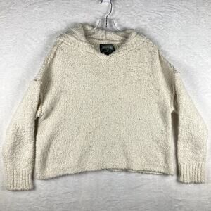 American Eagle Womens L Cream Terry Cloth Knit Pullover Relaxed Hoodie Sweater